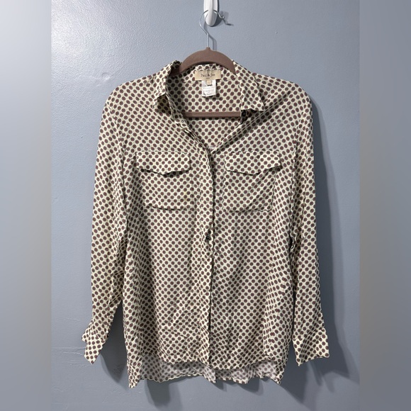Paul & Joe Tops - Paul & Joe Polka Dot Long Sleeve Blouse Cream Red Blue Women Size 1 XS